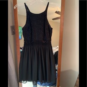 Black lace high neck dress